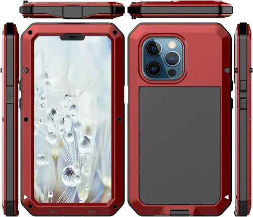 Vista 11 de Funda para iPhone 13 Pro Max, funda protectora de cuerpo completo 360, resistente, a prueba de golpes, funda de metal de aluminio con armadura