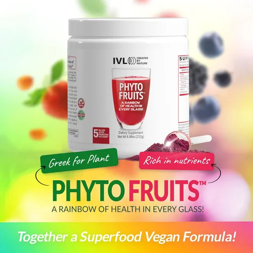 Vista 8 de IVL - Phyto Fruits Superfood Powder - Apoya la energía - Digestivo y probiótico - Antioxidante - Vegano - 40 frutas y nutrientes más 6 cepas