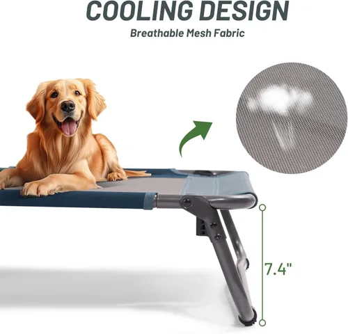 Vista 6 de Timber Ridge Cama para perros al aire libre con toldo, cama elevada y refrescante para perro, cama elevada portátil para perro con toldo extraíble