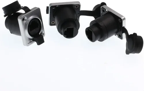 Vista 2 de 3 unids recto doble puerto RJ45 zócalo, Ethernet impermeable conector IP65 montaje en panel compatible CAT5e
