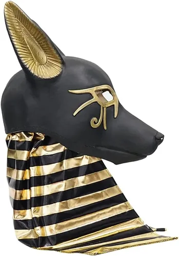 Vista 3 de EraSpooky Anubis - Máscara de Egipto para adulto, accesorios para disfraz de Dios Chacal