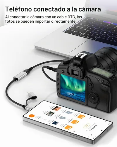 Vista 6 de Adaptador USB C/Lightning 2 en 1 a USB 3.0, cable adaptador USB a USB C OTG