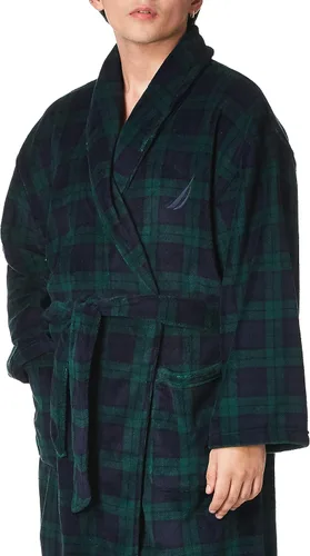 Vista 2 de Nautica Bata de manga larga para hombre con cuello de chal de felpa suave y acogedora