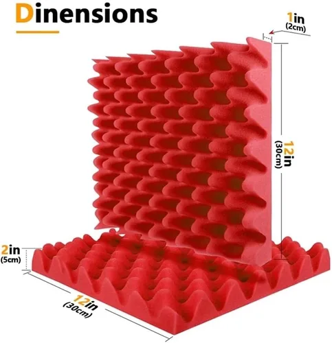 Vista 4 de 12 Pcs Egg Crate Acoustic Foam Panels Studio Acoustic Sponge Sound Proof Wall, Sound Insulation Foam Panels Ceiling(Black)