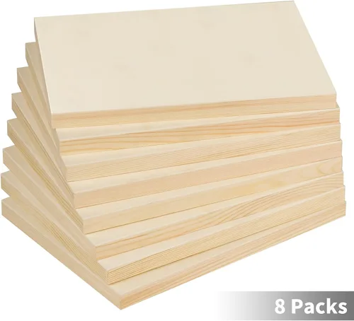 Vista 4 de ADXCO Paquete de 8 paneles de madera de 9 x 12 pulgadas, tableros de madera de madera sin terminar para pintura, arte, verter con aceites, acrílicos