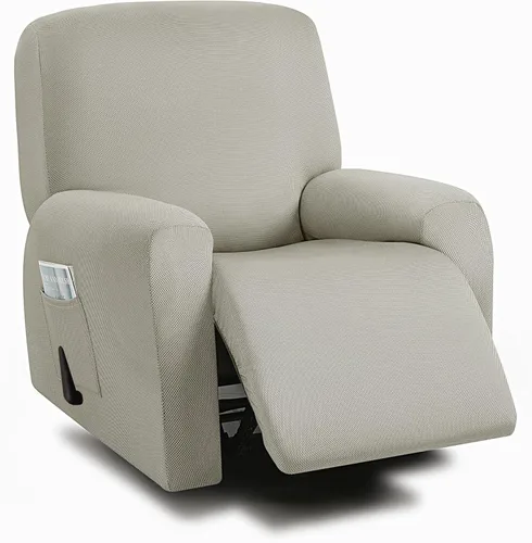 Vista 33 de ULTICOR Fundas para sofá reclinable de 8 piezas, fundas elásticas con hilo teñido para sofá reclinable de 3 cojines, gruesas, suaves y lavables Gris