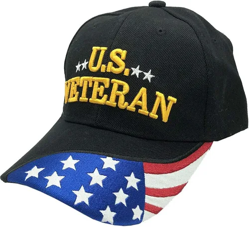 Vista 5 de Gorras de béisbol del ejército, ropa militar, veterano jubilado, bordado 3D, ajustable Camuflaje militar con bandera