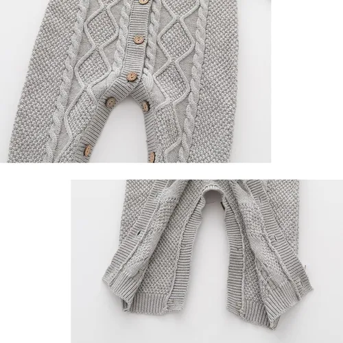 Vista 4 de Conjunto de suéter de punto para bebé recién nacido de algodón de manga larga con gorro cálido de invierno
