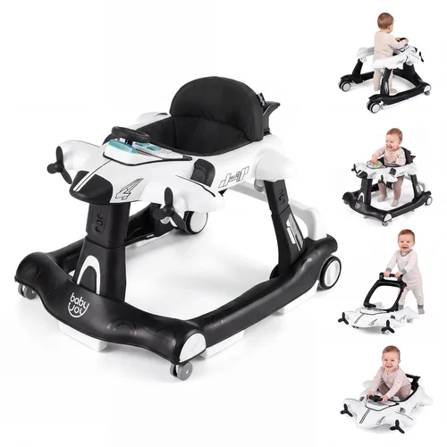 Vista 11 de BABY JOY Andador de bebé 6 en 1 con ruedas, caminador de actividad plegable Rosa