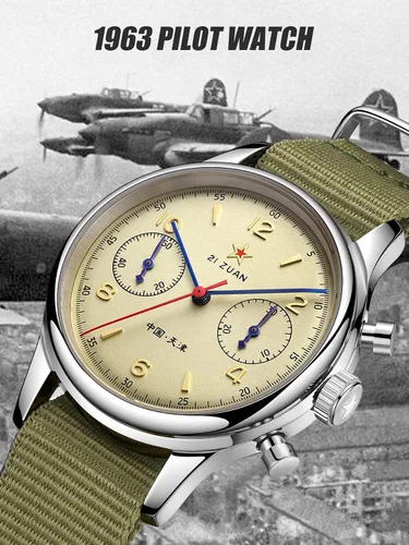 Vista 7 de HEMUDU Seagull 1963 - Reloj mecánico para hombre, cronógrafo piloto, cuerda manual, st1901, 1.57 pulgadas, 1.57 pulgadas, aviador, retro, zafiro