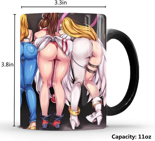 Vista 3 de Taza de café divertida, regalos de elefante blanco para adultos, taza de café de belleza de anime, taza que cambia de color (11 onza), regalos