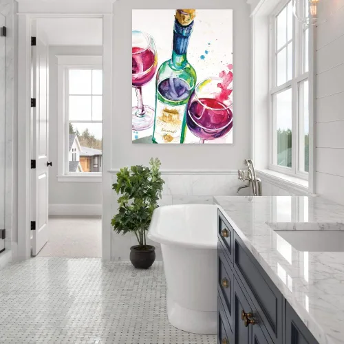 Vista 5 de Fine Art Canvas Lienzo decorativo de pared con vino tinto y blanco por la artista Patricia Pinto para sala de estar, dormitorio, baño, cocina