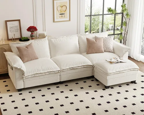 Vista 13 de KKL Sofá Seccional Modular de 89 Pulgadas, Sofá de Amor de 2 Asientos Sofá Nube con Asiento Profundo, Sofás Seccionales de Chenilla para Sala