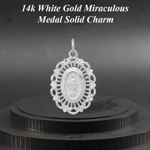 Vista 5 de 14k Gold Miraculous Medal Solid Charm Pendant Fine Jewelry for Women