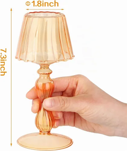 Vista 2 de Gurfuy Candelabro de cristal con forma de lámpara de escritorio – Candelabro de cristal de huracán decorativo para mesa, boda, comedor, centros
