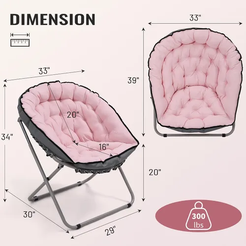 Vista 2 de KROFEM Silla plegable con platillo para sala de estar, acogedora silla circular redonda, ideal para dormitorio, espacios pequeños, salón