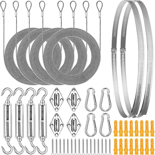 Vista 8 de Kit de accesorios para vela con cuerda de alambre de acero inoxidable 304 para cuadrado/rectangular/triángulo, kit de accesorios para toldo de vela