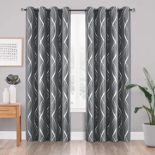 Vista 44 de BUHUA - Paneles de cortinas opacas para sala de estar, cortinas grises con aislamiento térmico, cortinas de ventana para dormitorio - 72 pulgadas
