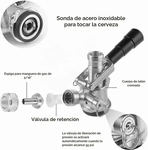 Vista 5 de TMCRAFT - Kit de torre Kegerator de doble grifo, kit de conversión de cerveza de acero inoxidable