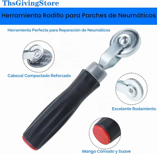 Vista 4 de Kit de 70 parches de neumáticos resistente, kit de parche de tubo interior, incluye rodillo de parche de neumáticos, parches de reparación de goma
