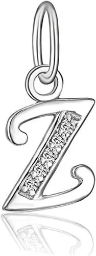 Vista 26 de Adabele Auténtica plata de ley brillante A-Z 26 letras pequeñas del alfabeto con circonita cúbica, colgante de diamantes de imitación resistente al