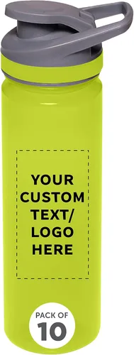 Vista 8 de DISCOUNT PROMOS Botellas de agua deportivas personalizadas de 22 onzas. Juego de 10/50/100, paquete a granel personalizado, reutilizables, a prueba