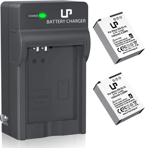 Vista 8 de LP Batería EN-EL12, paquete de 2 baterías de 1500 mAh compatibles con Nikon Coolpix A1000, B600, Coolpix AW130, A900, W300, S1200pj, S9900, S9500
