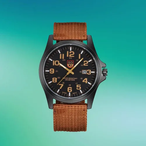 Vista 5 de balacoo Reloj de pulsera de cuarzo para hombre, estilo militar, reloj deportivo, correa de nailon tejida, calendario para niños y hombres