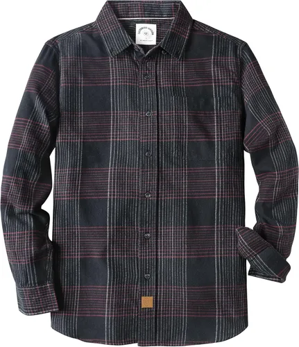 Vista 41 de Dubinik® Camisa de franela, para hombre, de manga larga, a cuadros, suave, 100% algodón, informal, con botones, ajuste regular Gris Negro