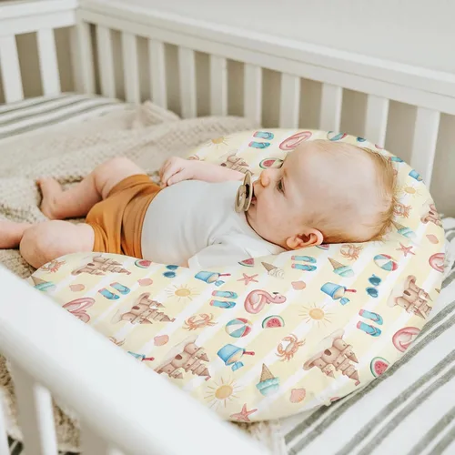 Vista 5 de Fundas de almohada de lactancia para niños y niñas, para verano, playa, helado, arena, flamenco, sol, guardería, almohadas para lactancia materna