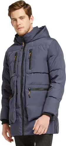 Vista 4 de Orolay Chaqueta gruesa de invierno con capucha para hombre con 6 bolsillos