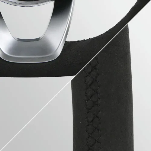 Vista 5 de Car Streeing Wheel Cover for S-SANGYONG Korando 2011 2012 2013 2014 2015 Suede Braid for Steering Wheel Non-Slip-Black