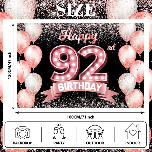 Vista 59 de Cartel de feliz cumpleaños décimo oro rosa, telón de fondo, saludos a 10 años, globos de confeti, decoración temática para niñas de 10 años