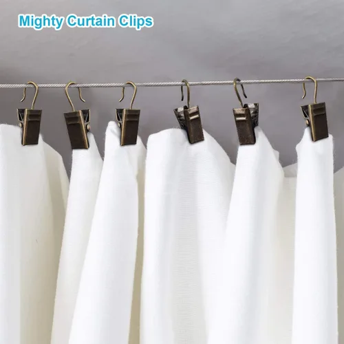 Vista 3 de Coideal Pequeños Ganchos para Cortinas de Bronce, 100 Piezas de Ganchos de Latón Metálico para Colgar Luces de Fiesta, Accesorios para Decoración
