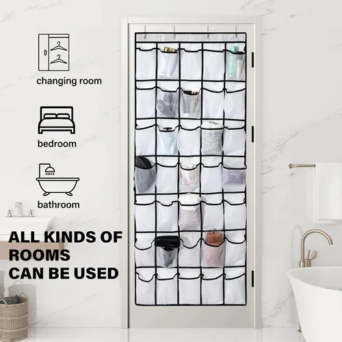 Vista 7 de Organizador de zapatos con 35 bolsillos grandes para puerta, estante porta zapatos con bolsillos de malla, organizador de zapatos colgante de gran