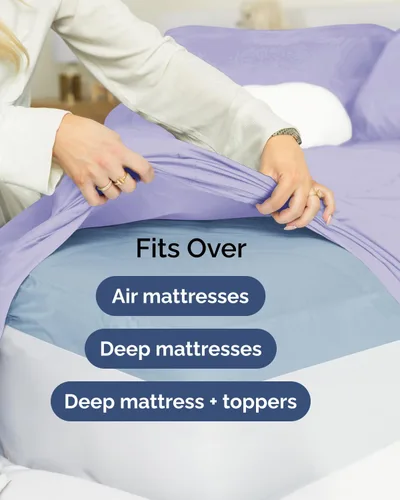 Vista 358 de Extra Deep Twin XL Sheet Set - 3 Piece College Dorm Room - White 01-Blanco