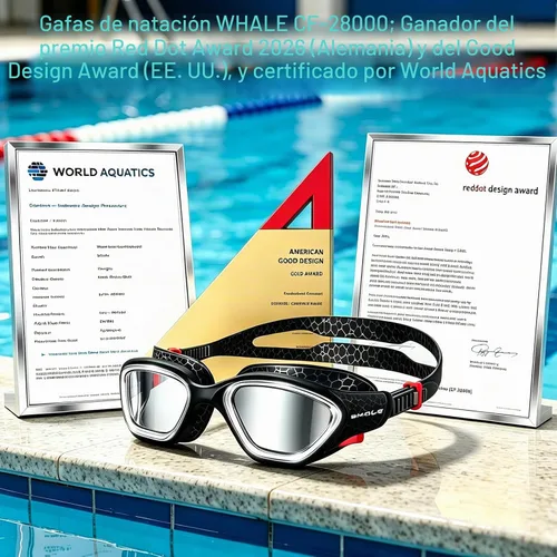 Vista 4 de Whale Gafas de natación polarizadas antiniebla, unisex, 100% protección UV, gafas antivaho de alta definición, visión de gran angular