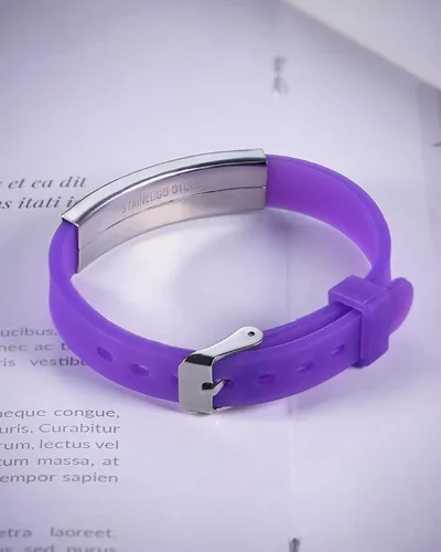 Vista 3 de JF.JEWELRY Pulseras de alerta médica personalizadas, pulsera de silicona para identificación médica para niños y niñas, pulseras médicas grabadas