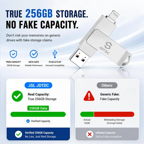 Vista 10 de True Capacity 256 GB MFi certificado iPhone Photo Stick, unidad flash 3