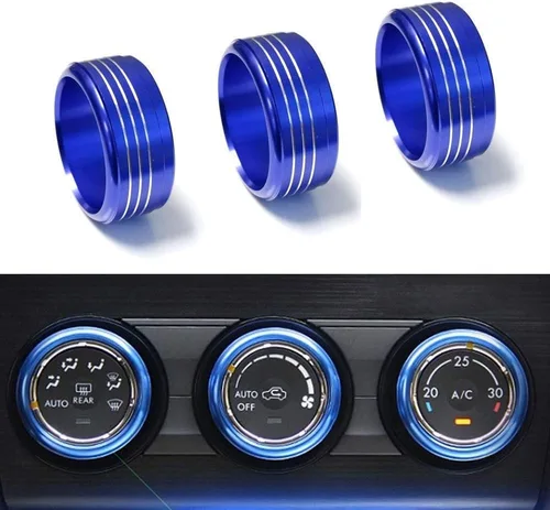 Vista 9 de 3 cubiertas iJDMTOY para ruedas de control de climatizador manual, de aluminio anodizado, Azul