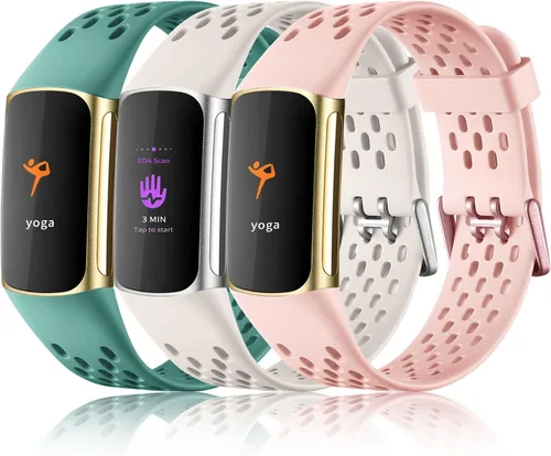 Vista 12 de Maledan Compatible con Fitbit Charge 5/Fitbit Charge 6 bandas para mujeres y hombres, correa deportiva transpirable suave impermeable de repuesto