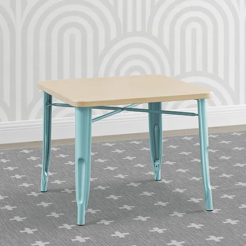 Vista 2 de Delta Children Mesa de juego infantil Bistro - Ideal para manualidades, hora de la merienda, educación en casa, tareas y más, Metal Aqua/Abedul