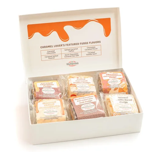 Vista 3 de Valley Fudge, caja de regalo para amantes del caramelo, dulce de azúcar artesanal fresco, mantequilla real, caramelo gourmet a granel, envuelto
