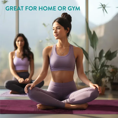Vista 6 de Navaris Esterilla de yoga plegable para viajes, tapete de ejercicio de 1/16 pulgadas de grosor para pilates, entrenamiento, gimnasio, fitness