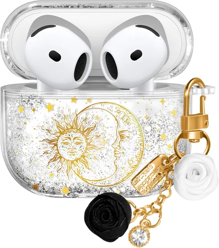 Vista 36 de Funda para Apple para Airpods 4 Case 2024 - Arena Movediza Líquida Arte Artístico Estético Funda Mujer Chica Mujeres Brillante Brillo Purpurina