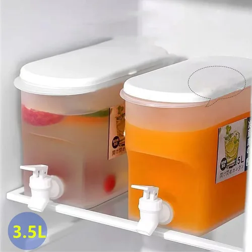 Vista 3 de Dispensador de bebidas de plástico, refrigerador de conservación sellada de PP de 3.5 L, recipiente de té de limonada de leche helada, hervidor