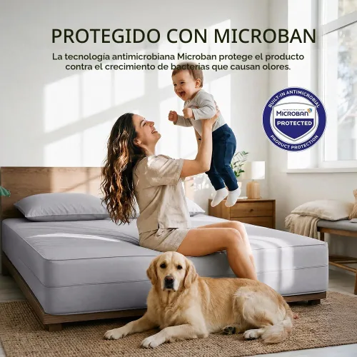 Vista 2 de FAUNNA Funda protectora de colchón 100% algodón para evitar el polvo Gris