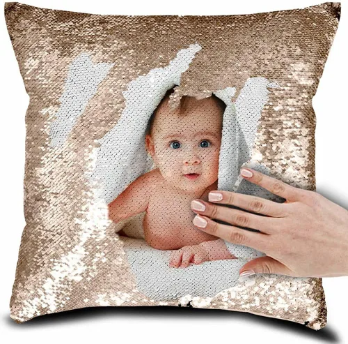 Vista 14 de Funda de almohada mágica reversible personalizada, diseño de fotos de lentejuelas, impresión de un solo lado, funda de almohada para fotos