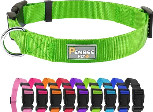 Vista 9 de Collar rojo para perro, collares ajustables básicos para cachorros, pequeños, medianos y grandes, para niñas, con collar de nylon transpirable