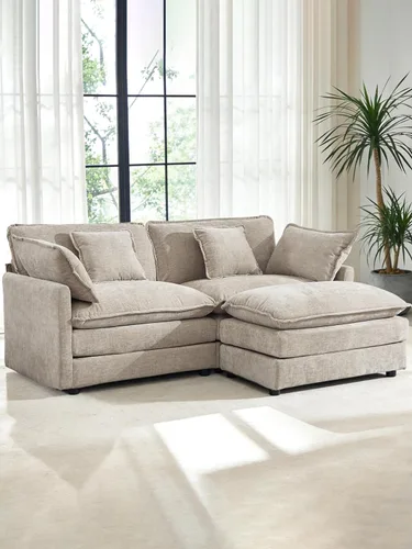 Vista 18 de Sofá modular de gran tamaño, sofá grande en forma de U con asiento profundo, sofás de nube de felpilla para sala de estar, sofá modular convertible